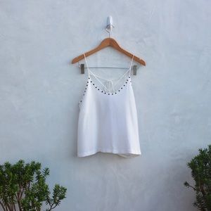 Moon River white linen studded blouse